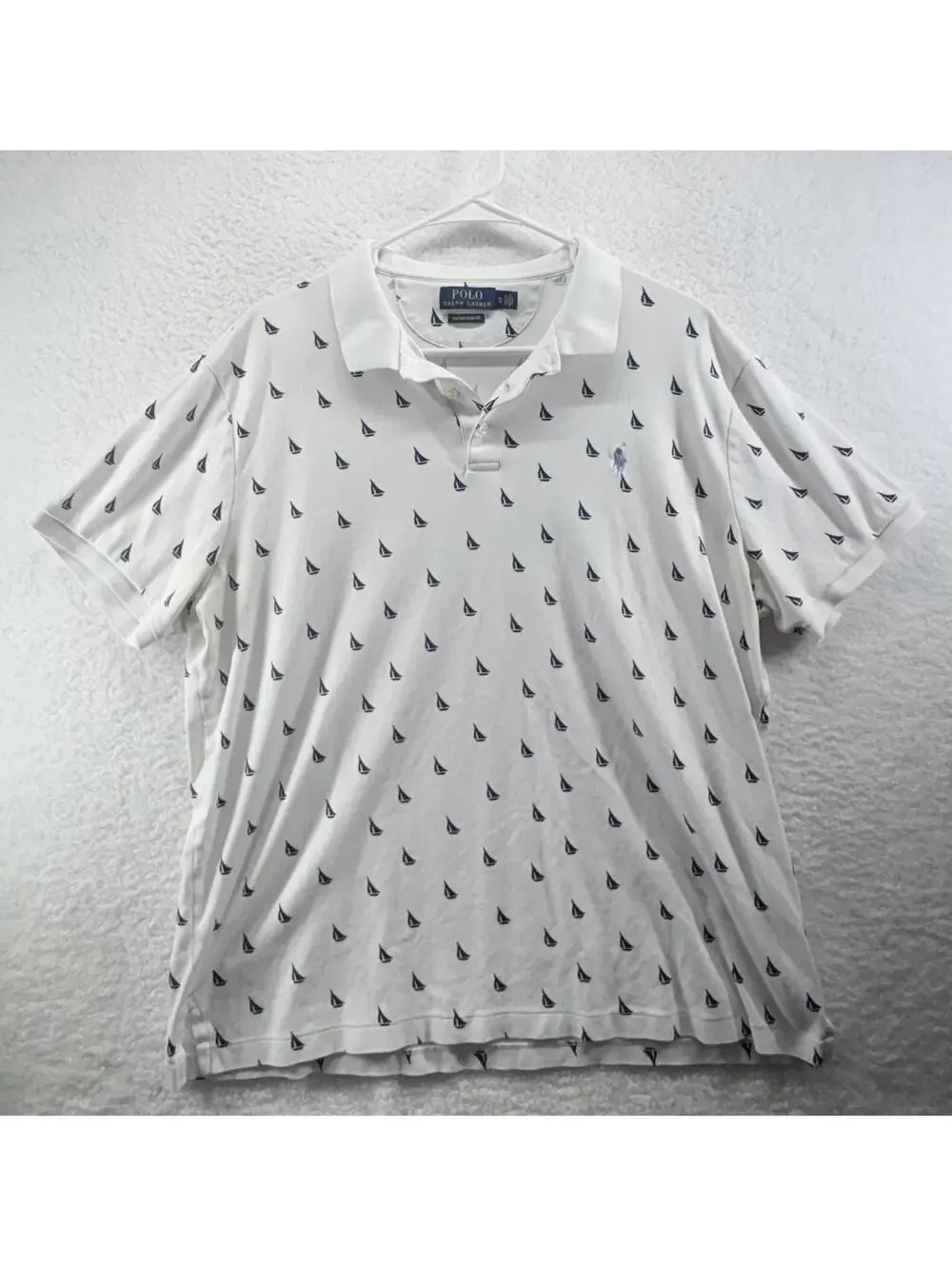 Polo Ralph Lauren Nautical Polo Shirt AOP Sailboat White Mens XL Preppy
